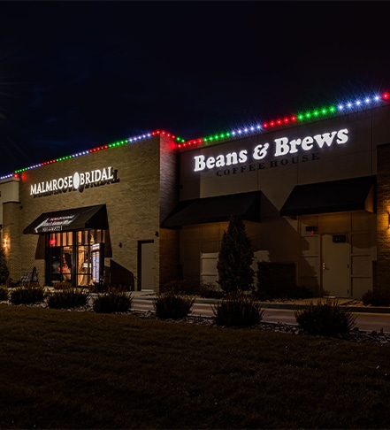 Outdoor commercial Christmas light services in Fishers, IN