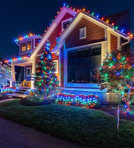Home holiday lighting installation in Fishers, IN